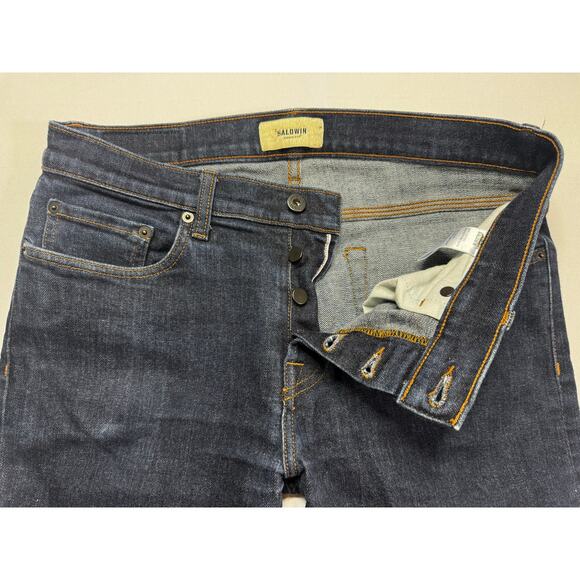 Baldwin Men's 76 Slim Selvedge Button Fly Blue Denim Jeans - Size 32 (32x31.5) - Picture 2 of 7